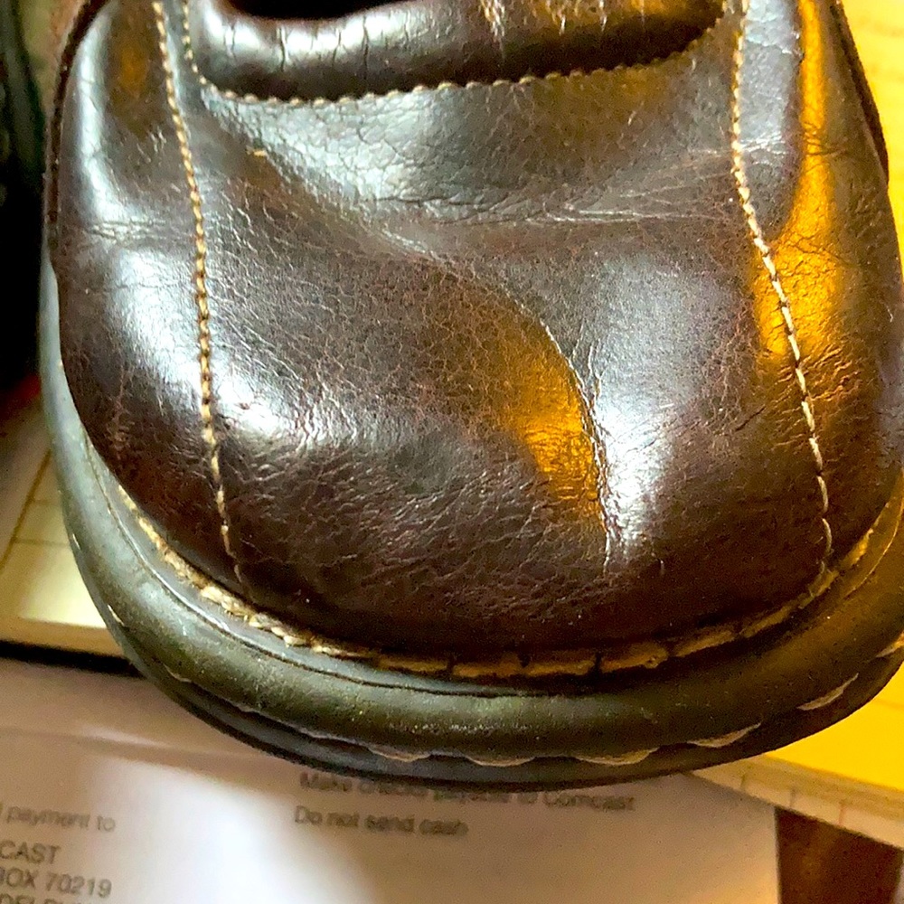 Brown Leather Velcro Mary Jane Flats